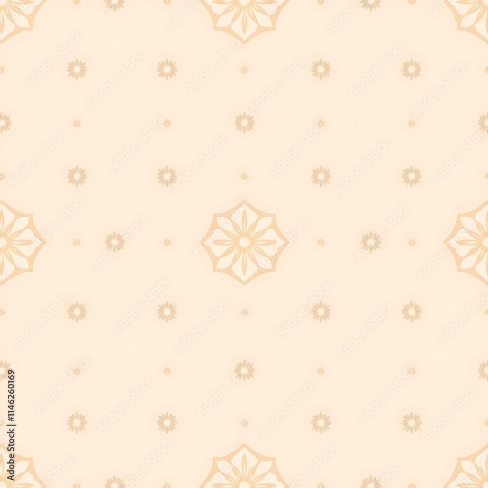 Fototapeta premium Delicate Floral Pattern: A seamless pattern of delicate floral motifs in soft peach tones, perfect for adding a touch of elegance and sophistication to your design projects.