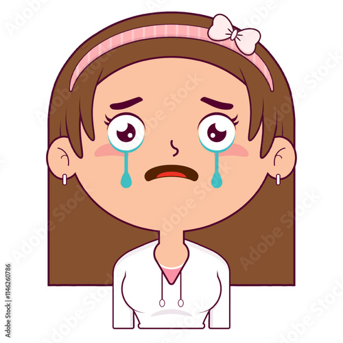 girl scared face cartoon cute