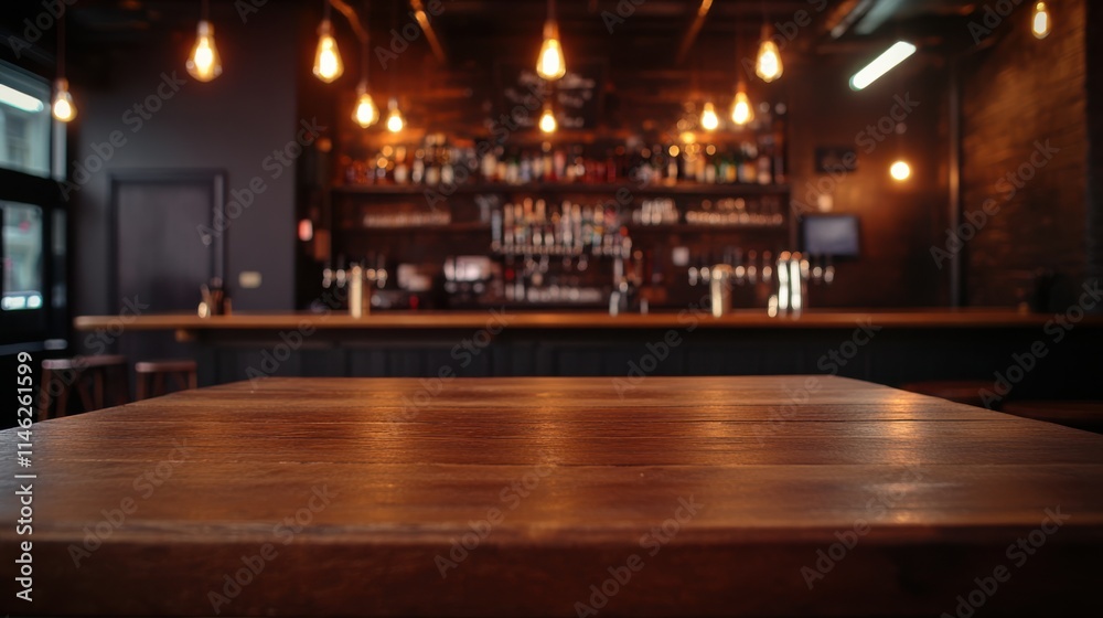 A cozy bar interior featuring warm lighting and a wooden table, creating an inviting atmosphere for patrons. A cozy bar interior featuring warm lighting and a wooden table, creating an inviting atmosphere for patrons.