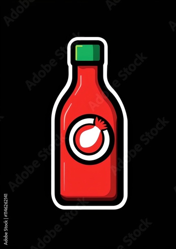 Colorful illustration of a ketchup bottle with a unique label design photo