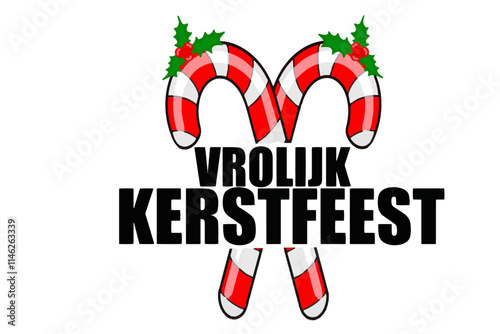vrolijk kerstfeest tekstvector met zuurstokken 