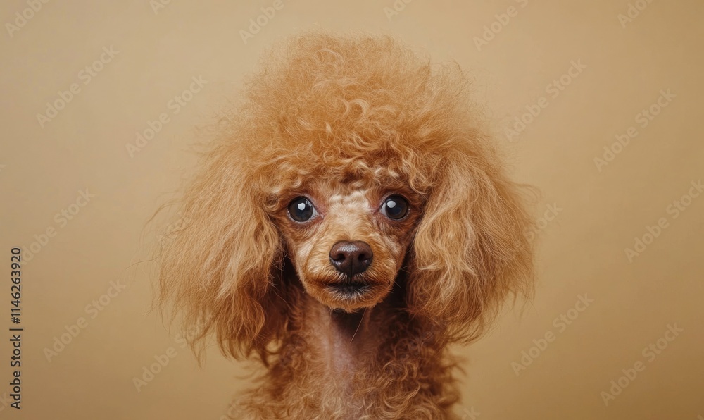 A poodle with a brown and white coat A poodle with a brown and white coat