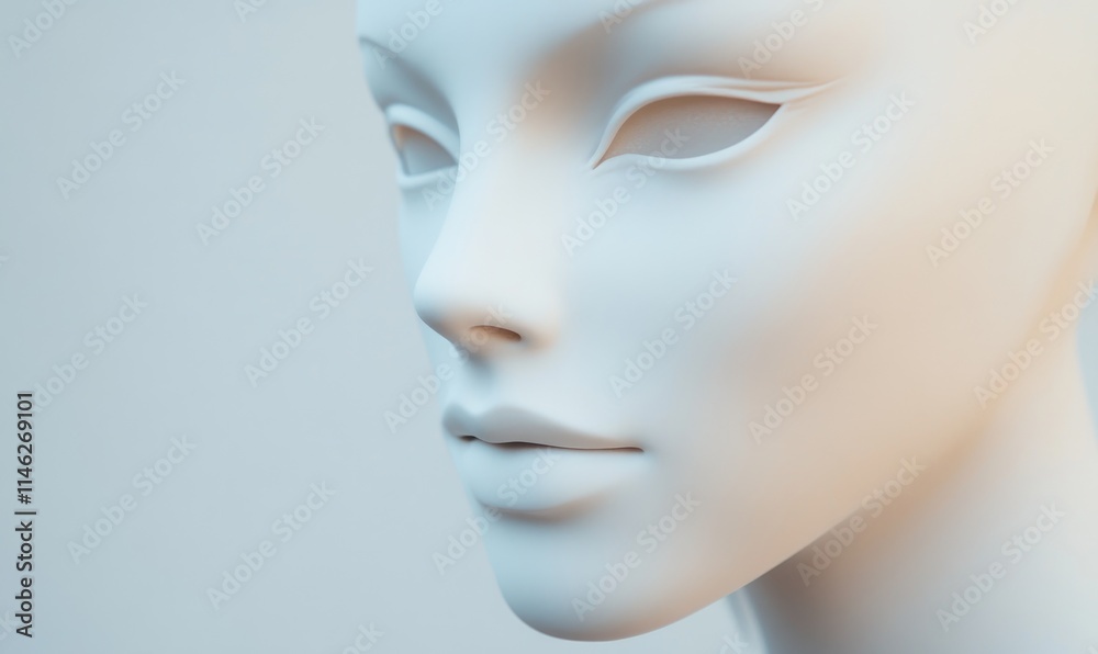A white face with a nose and mouth A white face with a nose and mouth