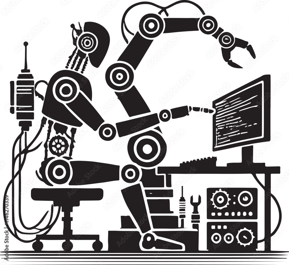 Robotics Specialist Vector Illustration Robotics Specialist Vector Illustration