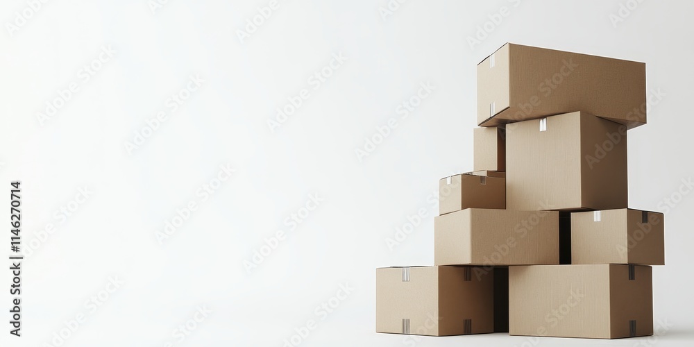 A stack of cardboard boxes is presented in isolation against a white background, showcasing the versatility and utility of cardboard boxes for various storage and shipping needs. A stack of cardboard boxes is presented in isolation against a white background, showcasing the versatility and utility of cardboard boxes for various storage and shipping needs.