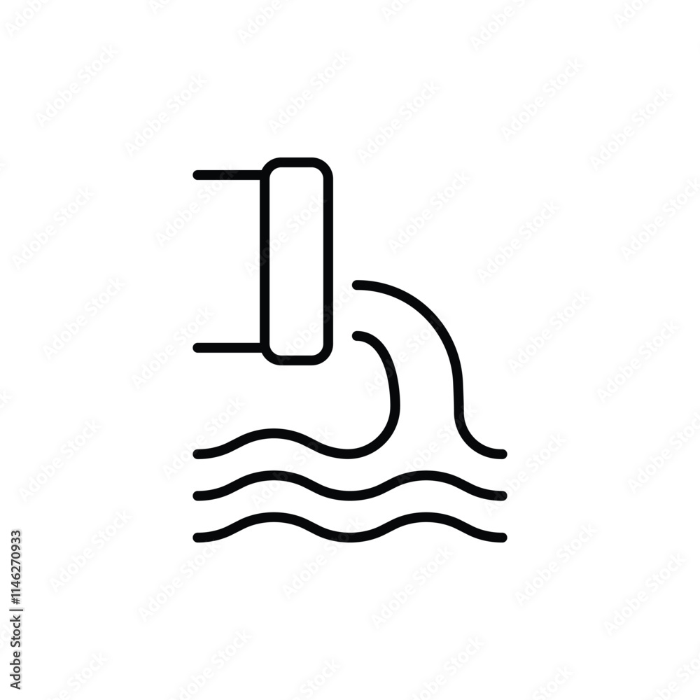 Wastewater icon. Simple outline style. Waste water, effluent, drainage, sewer, sewage, industry, pipe, pollution, environment concept. Thin line symbol. Vector illustration isolated.