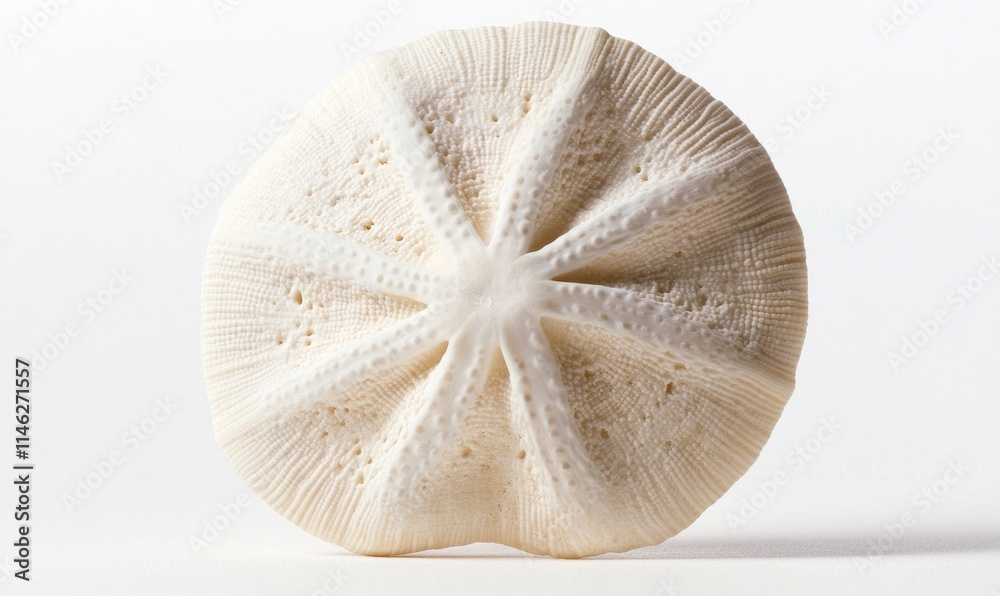 A white seashell with a star pattern A white seashell with a star pattern