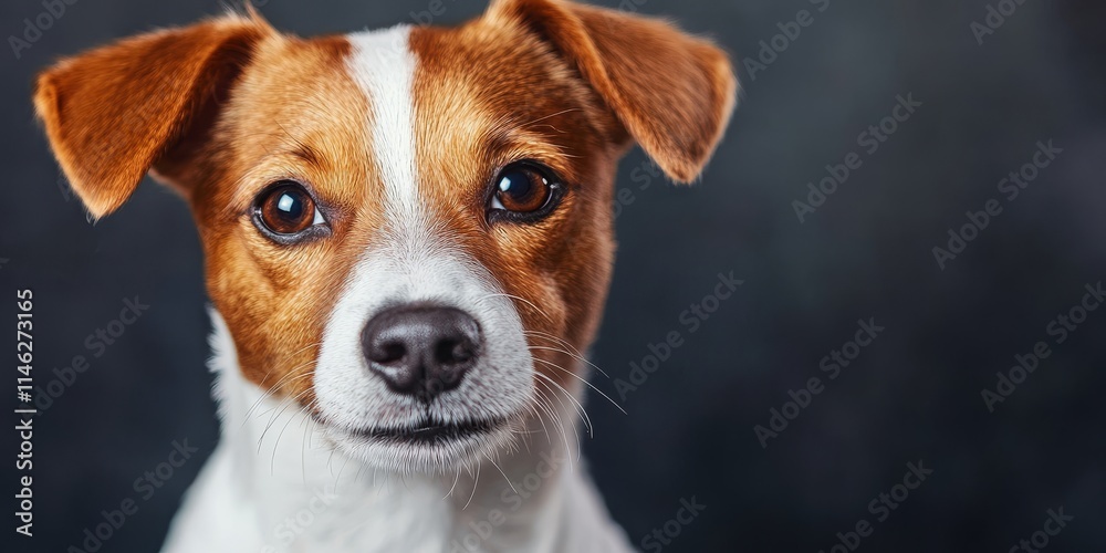 Purebred Jack Russell poses in a studio setting, showcasing its charming personality while looking directly at the camera. Capture the essence of a Purebred Jack Russell in this artistic composition. Purebred Jack Russell poses in a studio setting, showcasing its charming personality while looking directly at the camera. Capture the essence of a Purebred Jack Russell in this artistic composition.