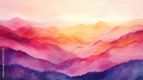 Chinese new year watercolor background vector. Oriental festive art design with flower and mountain watercolor for place text and product images. Design for sale banner, cover and invitation.