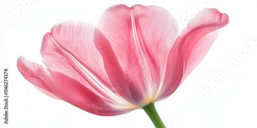 Wallpaper Mural Isolated pink tulip displayed on a white background, featuring a detailed clipping path to highlight the pink tulip s vibrant color and delicate petals for artistic purposes. Torontodigital.ca