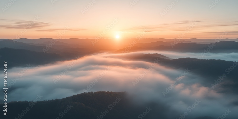 Sunrise showcasing cirrocumulus clouds above majestic mountains emerging from a blanket of mist, creating a stunning visual of the seamless beauty between cirrocumulus clouds and nature. Sunrise showcasing cirrocumulus clouds above majestic mountains emerging from a blanket of mist, creating a stunning visual of the seamless beauty between cirrocumulus clouds and nature.
