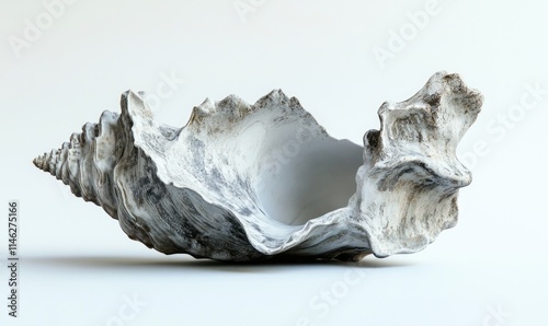 A white shell with a black and white pattern