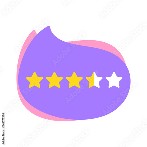 Feedback concept. Speech bubble. 3 and a half star rating review. Vector illustration.