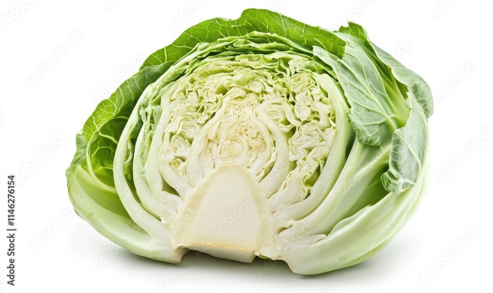A large white cabbage with a green stem A large white cabbage with a green stem