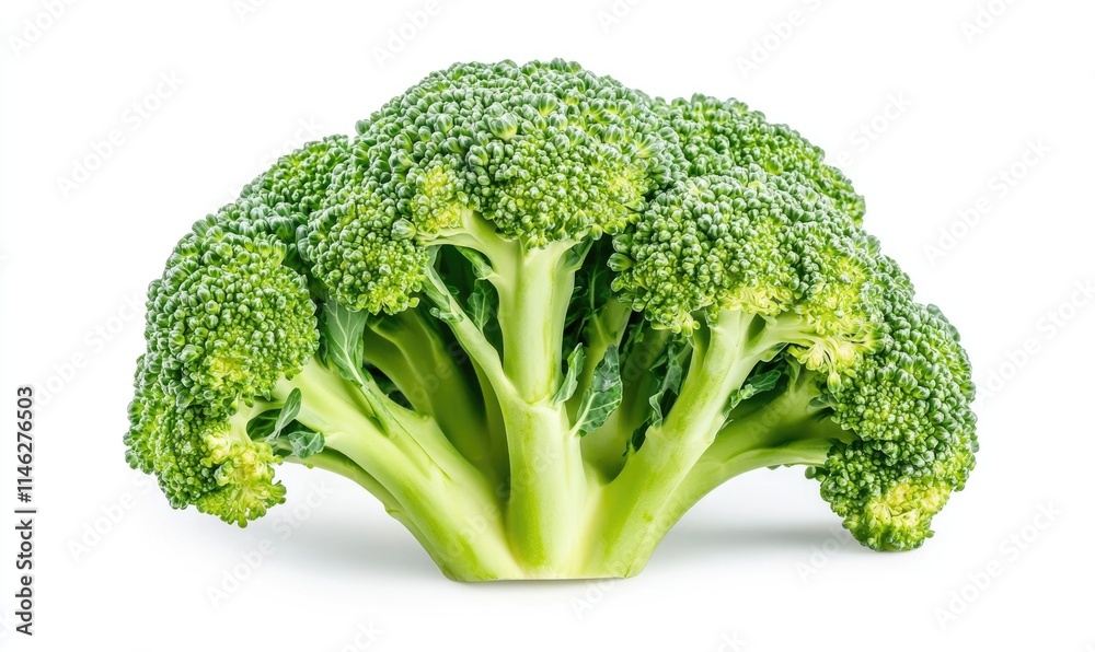 A large head of broccoli with many small florets A large head of broccoli with many small florets