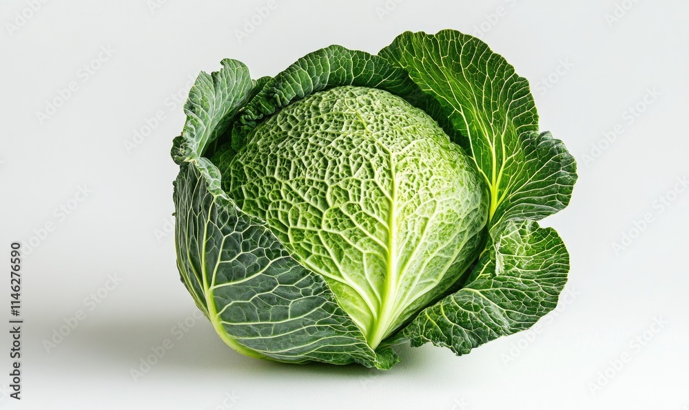 Fototapeta premium A green cabbage with a white stem