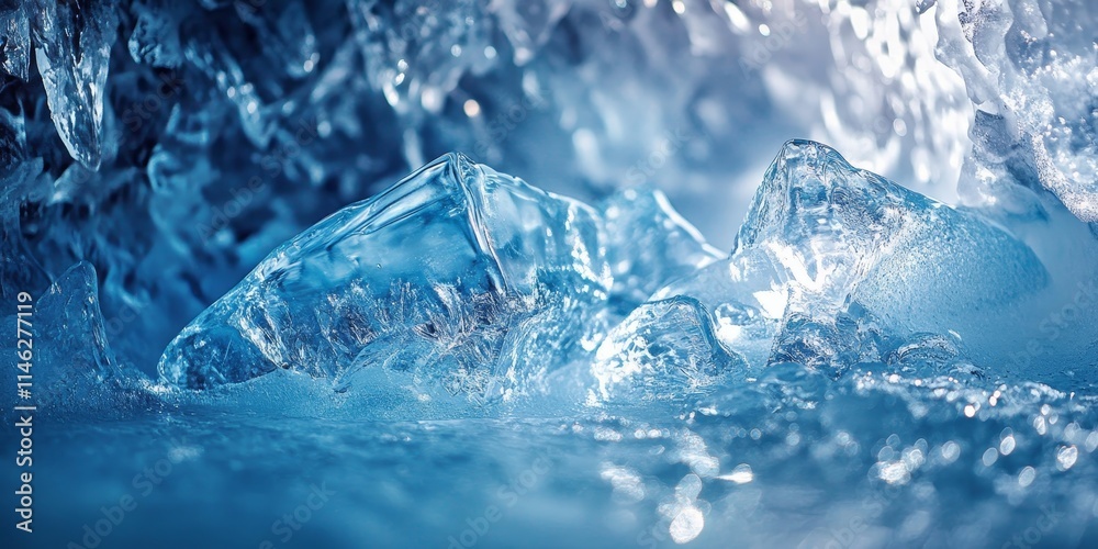 A captivating ice structure exhibiting features that are remarkably glass like and crystal clear, creating a stunning visual effect that catches the eye. A captivating ice structure exhibiting features that are remarkably glass like and crystal clear, creating a stunning visual effect that catches the eye.