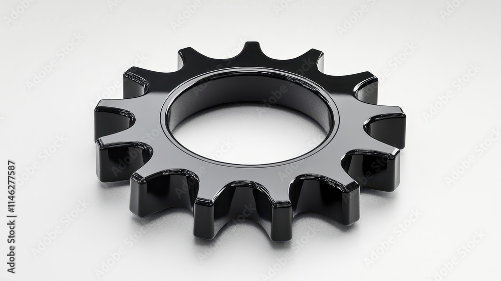 Black Gear on Clean Background with Detailed Texture Black Gear on Clean Background with Detailed Texture