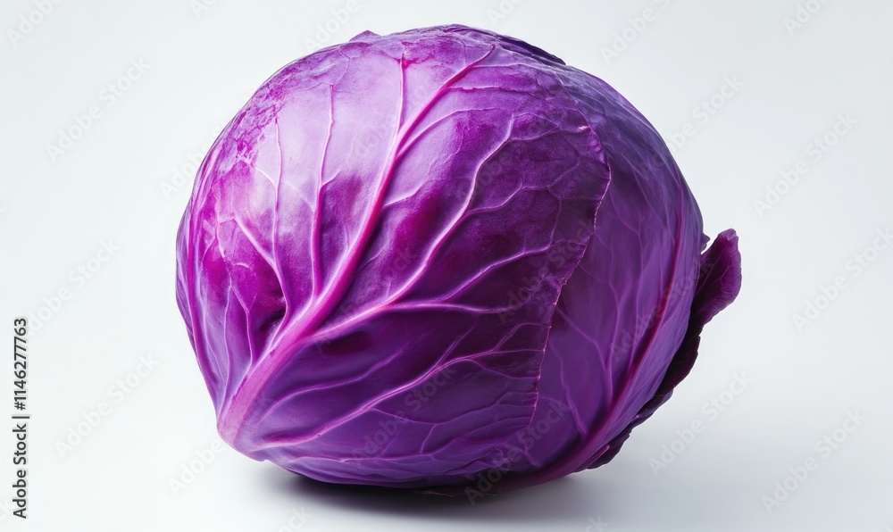 A purple cabbage is sitting on a white background A purple cabbage is sitting on a white background