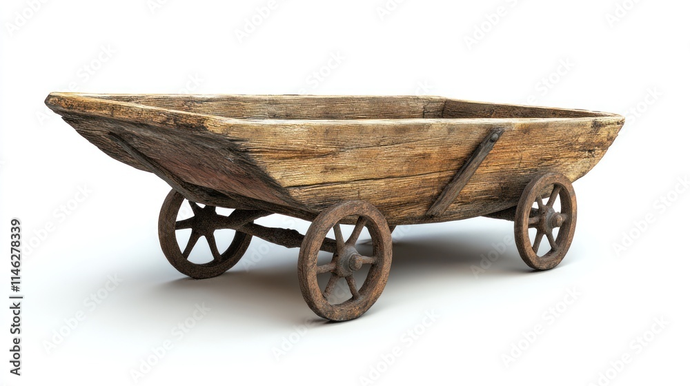 Rustic Wooden Cart With Spoked Wheels Rustic Wooden Cart With Spoked Wheels
