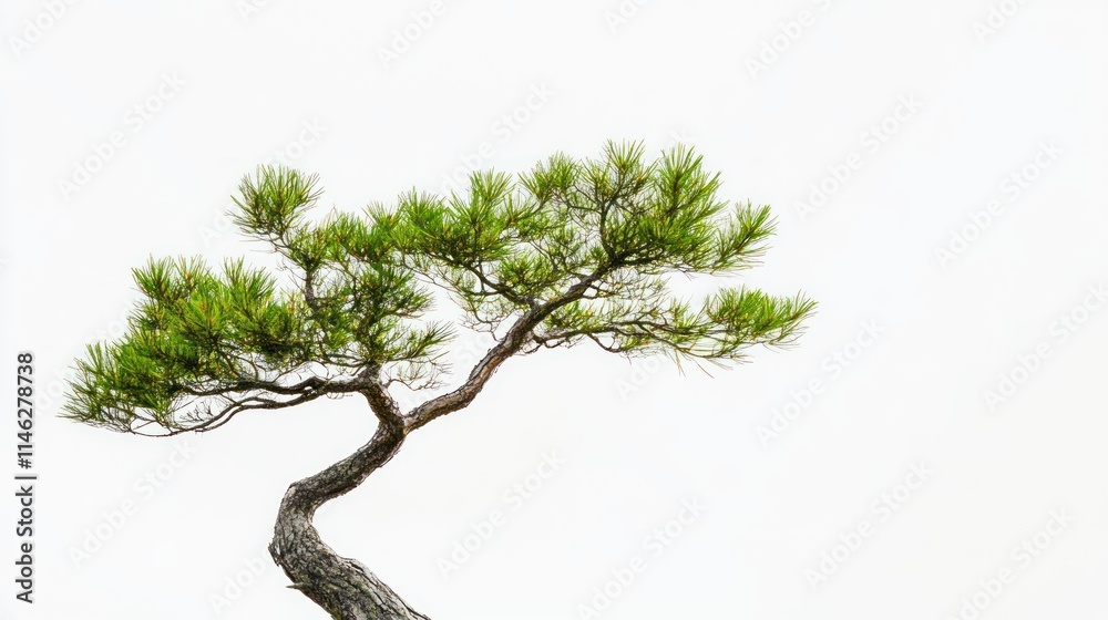 Fototapeta premium A Single Pine Tree Against A White Background