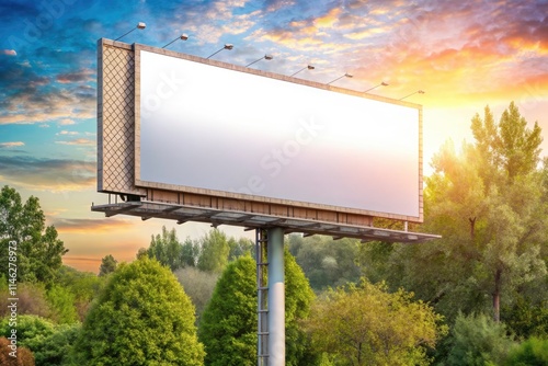 Realistic blank billboard mockup; perfect for showcasing your outdoor advertising campaign design. photo