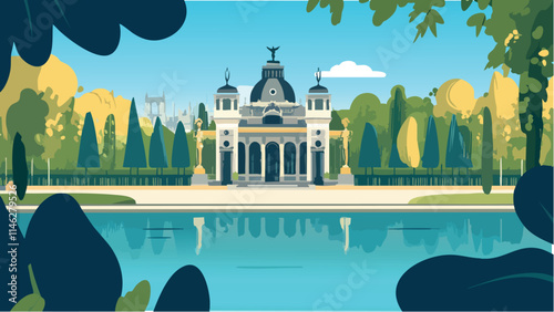 Tranquil Views at Retiro Park, Madrid.eps