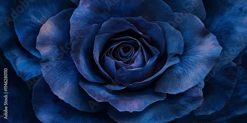 Fototapeta Naklejka Na Ścianę i Meble -  A captivating blue rose beautifully displayed with a stunning mirror reflection, showcasing the intricate details and vibrant hues of the blue rose in an artistic presentation.