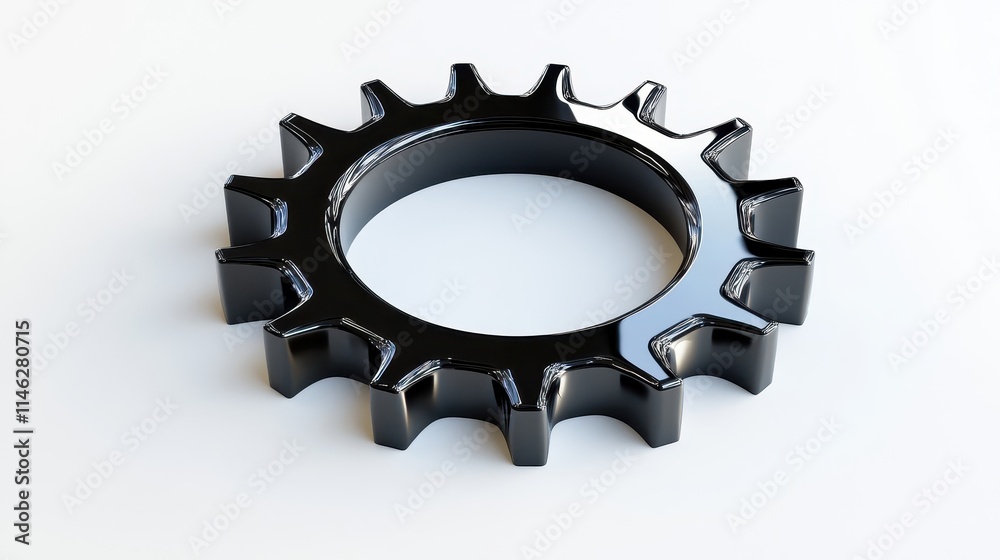 Polished Black Gear with Ten Distinct Teeth Polished Black Gear with Ten Distinct Teeth