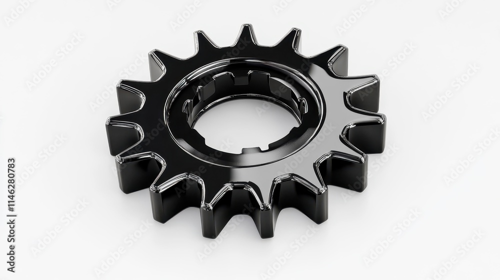 Polished Black Gear with Sharp Details Polished Black Gear with Sharp Details