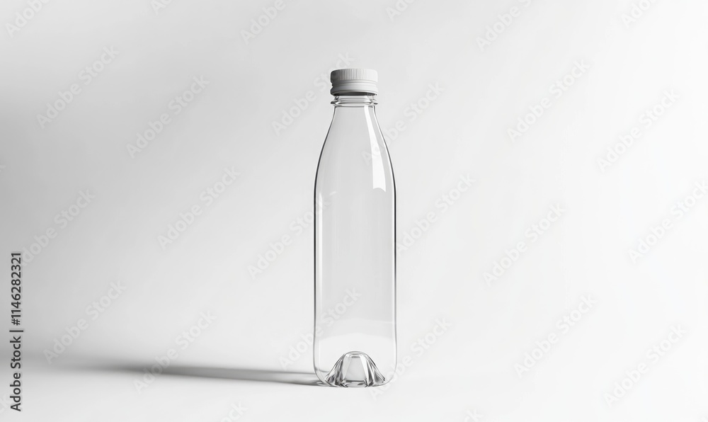 A clear bottle with a white cap A clear bottle with a white cap