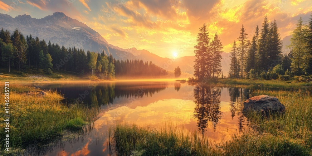 Obraz premium Stunning wild nature captures the essence of summer vacation. Embrace the beauty of wild nature during your summer vacation for a refreshing escape into the great outdoors.