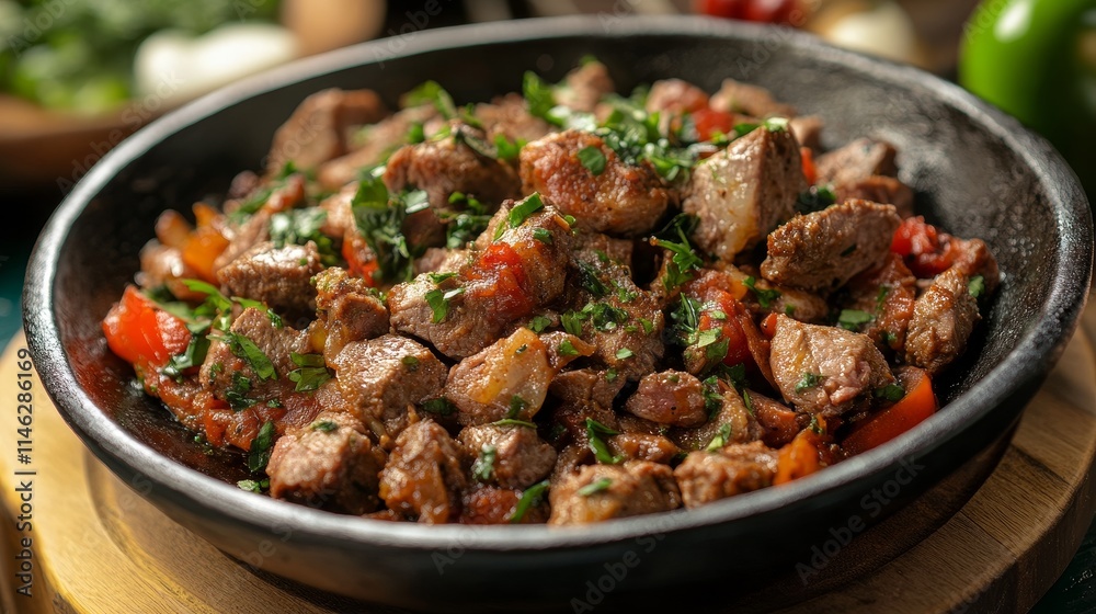 Turkish meat saute features a savory blend of sauteed meat, showcasing the traditional dish known as sac tava and sac kavurma, highlighting the rich flavors of meat saute. Turkish meat saute features a savory blend of sauteed meat, showcasing the traditional dish known as sac tava and sac kavurma, highlighting the rich flavors of meat saute.