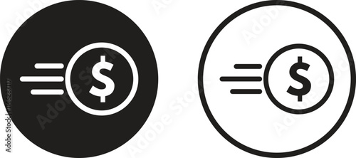 Fast money transfer icon set in two styles . Fast cash icon . Vector illustration