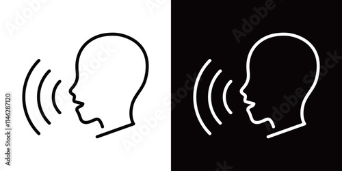 音声認識のシンプルなラインアイコン