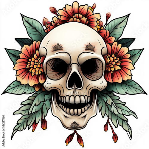 Menpo Mask tattoo flash illustration photo