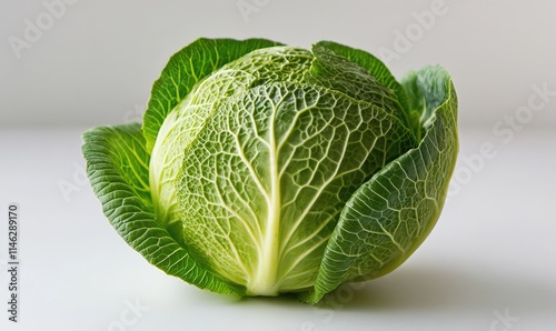 A green cabbage with a white stem photo