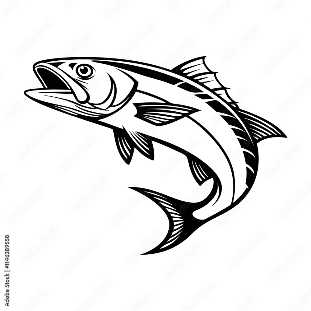 Fototapeta premium Atlantic Croaker Fish Vector Art and Illustration