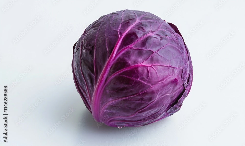 A purple cabbage is sitting on a white counter A purple cabbage is sitting on a white counter