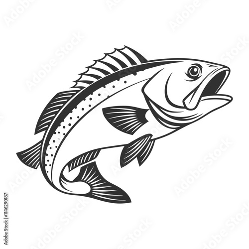 Atlantic Croaker Fish Vector Art and Illustration