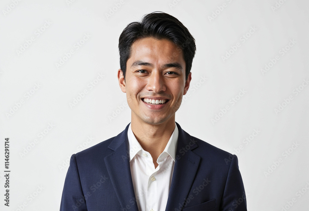 Business man, smile and style portrait in studio for corporate or CEO fashion while happy. Face of asian entrepreneur person on isolated white background with pride for luxury, success and wealth Business man, smile and style portrait in studio for corporate or CEO fashion while happy. Face of asian entrepreneur person on isolated white background with pride for luxury, success and wealth