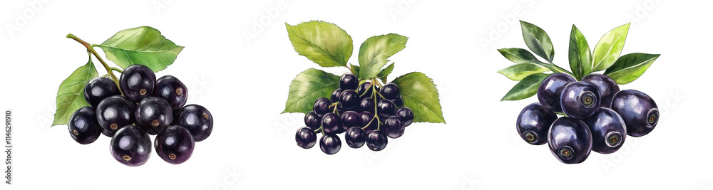 Collection of PNG. Watercolor painting of A Bunch of Purple Berries with Green Leaves, isolated on a transparency background. Collection of PNG. Watercolor painting of A Bunch of Purple Berries with Green Leaves, isolated on a transparency background.