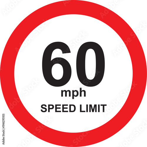 speed limit sign 60 on white background.