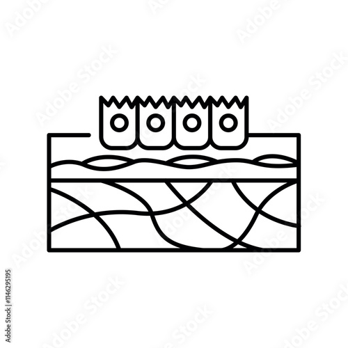 extracellular matrix black line icon.