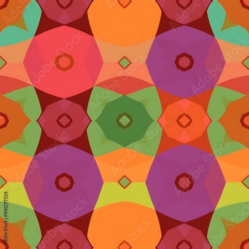 Geometric Pattern Abstract Art: Vivid and dynamic, this abstract geometric pattern in vibrant colors creates a captivating visual feast.  A seamless.