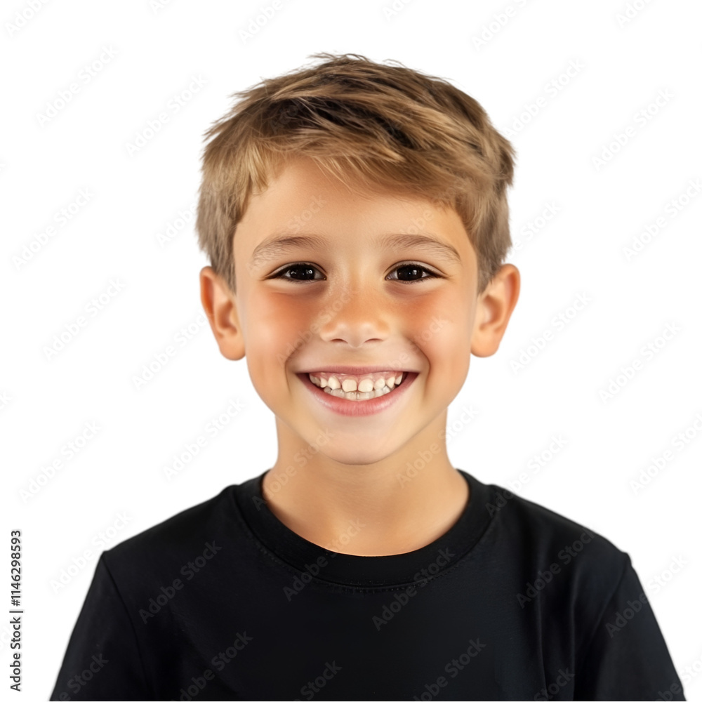 A happy little boy with brunette hair smiling with happy isolated on white background A happy little boy with brunette hair smiling with happy isolated on white background