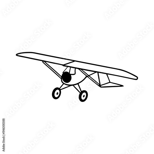 Microlight Aircraft Line Art on White Background
