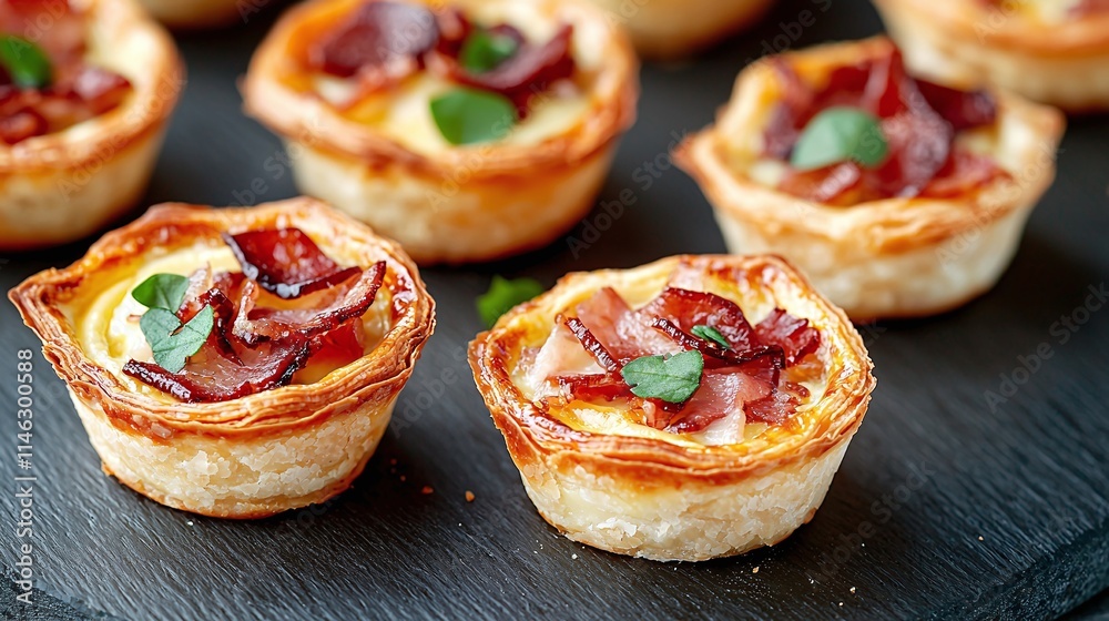 Delicious Bacon and Cheese Puff Pastry Tartlets Appetizers Delicious Bacon and Cheese Puff Pastry Tartlets Appetizers