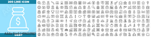 Debt Line Editable Icons set
