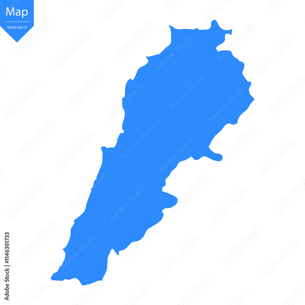 Blue map of Lebanon isolated on white background. Vector illustration eps10.
Blue map of Lebanon isolated on white background. Vector illustration eps10.